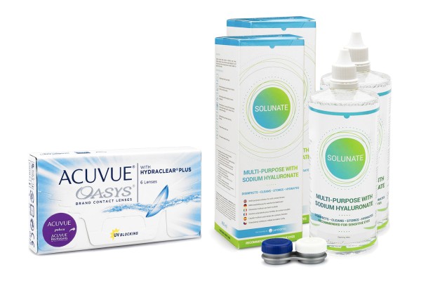 Acuvue Oasys (6 Linsen) + 2 x Solunate Multi-Purpose 400 ml mit Behälter