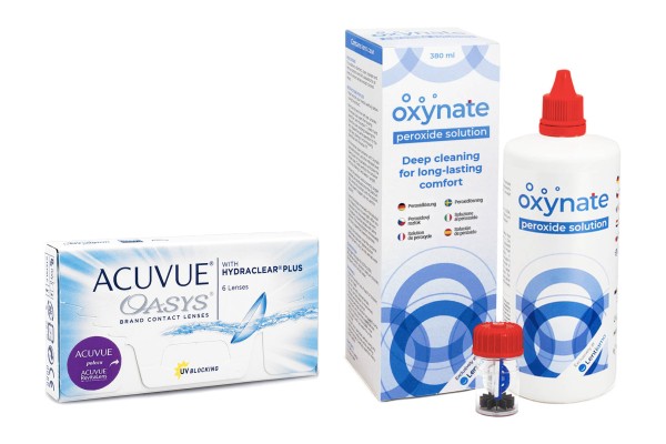 Acuvue Oasys (6 Linsen) + Oxynate Peroxide 380 ml mit Behälter