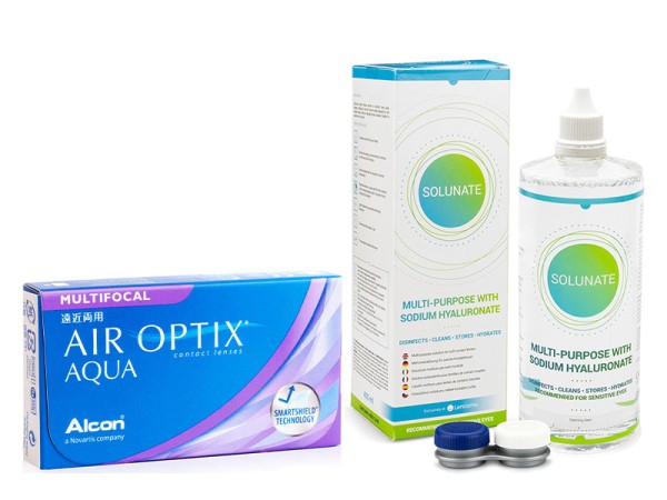 Air Optix Aqua Multifocal (6 Linsen) + Solunate Multi-Purpose 400 ml mit Behälter