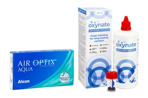 Air Optix Aqua (6 Linsen) + Oxynate Peroxide 380 ml mit Behälter