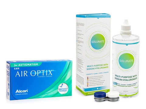 Air Optix for Astigmatism (6 Linsen) + Solunate Multi-Purpose 400 ml mit Behälter