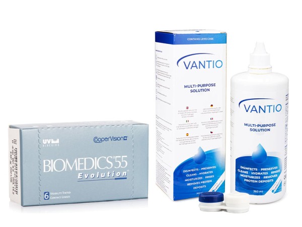 Biomedics 55 Evolution (6 Linsen) + Vantio Multi-Purpose 360 ml mit Behälter