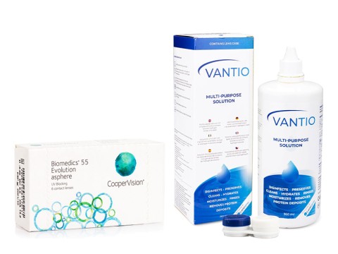 Biomedics 55 Evolution (6 Linsen) + Vantio Multi-Purpose 360 ml mit Behälter