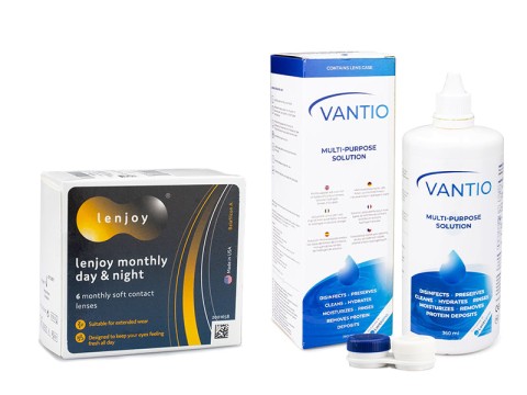 Lenjoy Monthly Day & Night (6 Linsen) + Vantio Multi-Purpose 360 ml mit Behälter